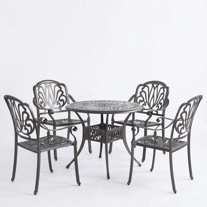 5-Piece Round Patio Dining Set with Umbrella Hole