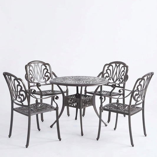 5-Piece Round Patio Dining Set with Umbrella Hole
