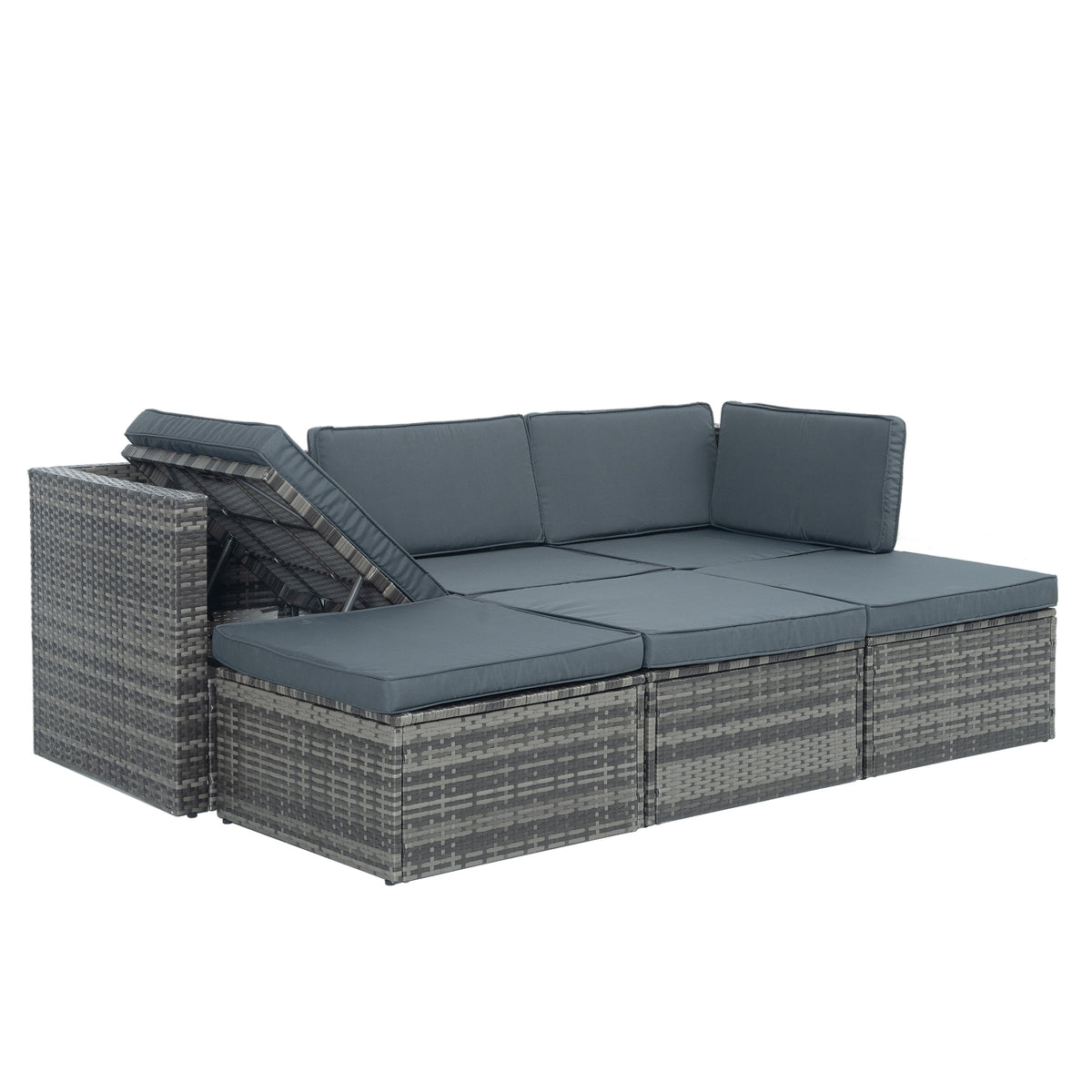 5-Piece Wicker Patio Set with Plywood Coffee Table