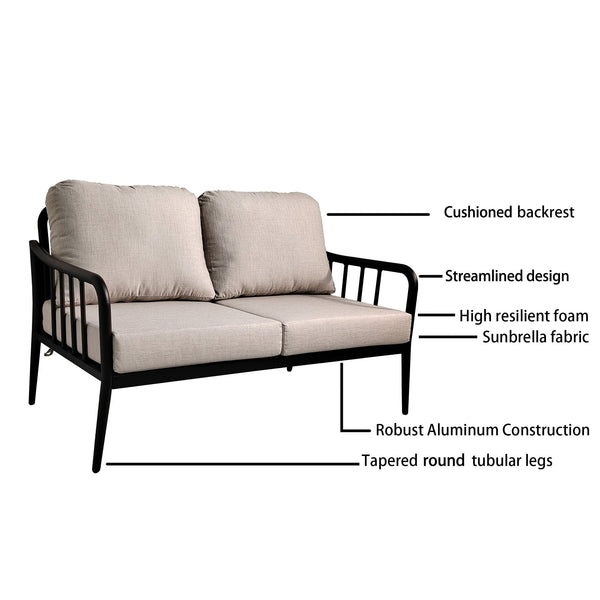 2-Piece Aluminum Patio Loveseat Set