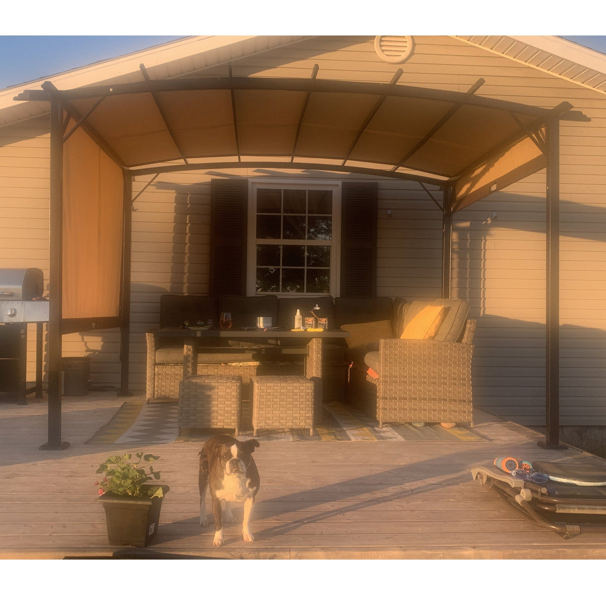 12 x 9 ft Steel Patio Pergola with Retractable Canopy