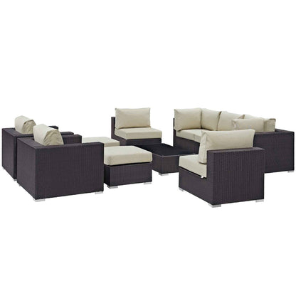 Modway Convene 10-Piece Outdoor Patio Sectional Set