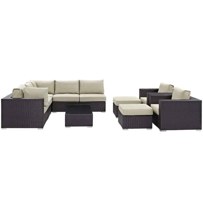 Modway Convene 10-Piece Outdoor Patio Sectional Set