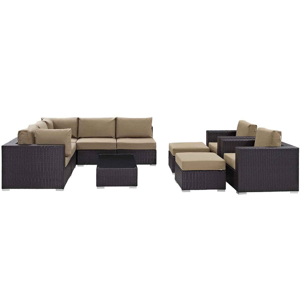 Modway Convene 10-Piece Outdoor Patio Sectional Set