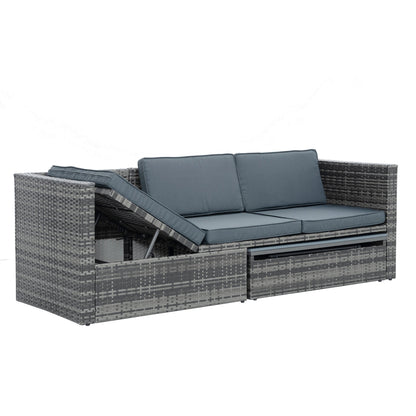 5-Piece Wicker Patio Set with Plywood Coffee Table