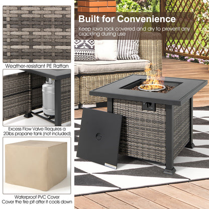 9-Piece Patio Set with 50,000-BTU Propane Fire Pit Table