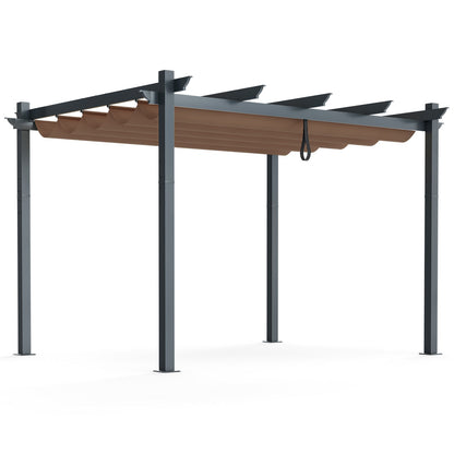 10 x 12 ft Aluminum Pergola with Retractable Canopy