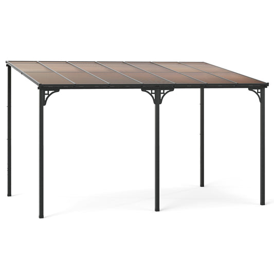 Wall-Mounted Patio Pergola with Polycarbonate Roof, Black