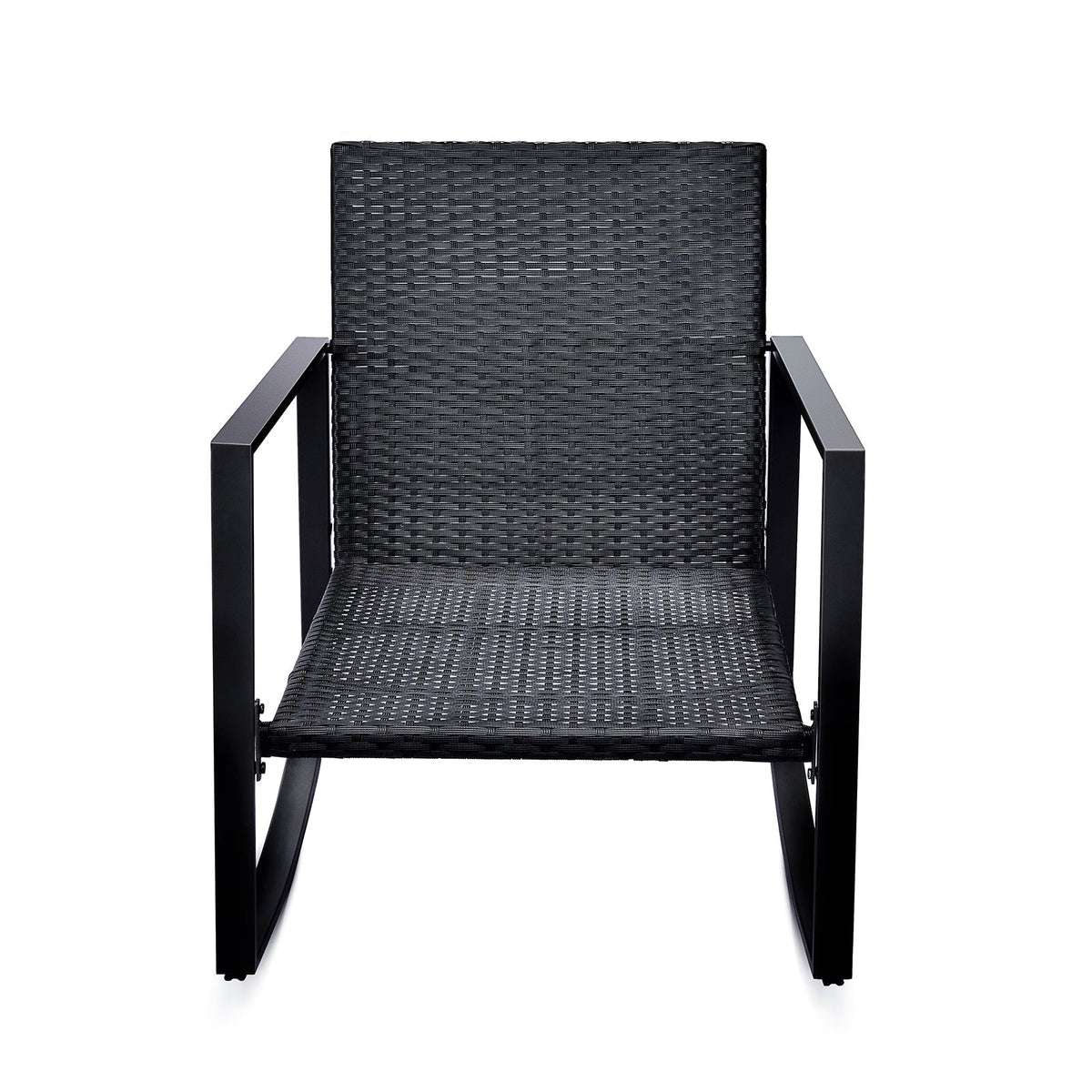 3-Piece Patio Rocker Bistro Set with Blue Cushions