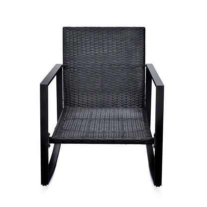 3-Piece Patio Rocker Bistro Set with Blue Cushions