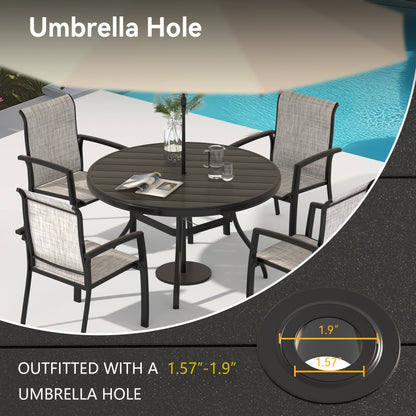 5-Piece Patio Dining Set with Stackable Metal Chairs, Black