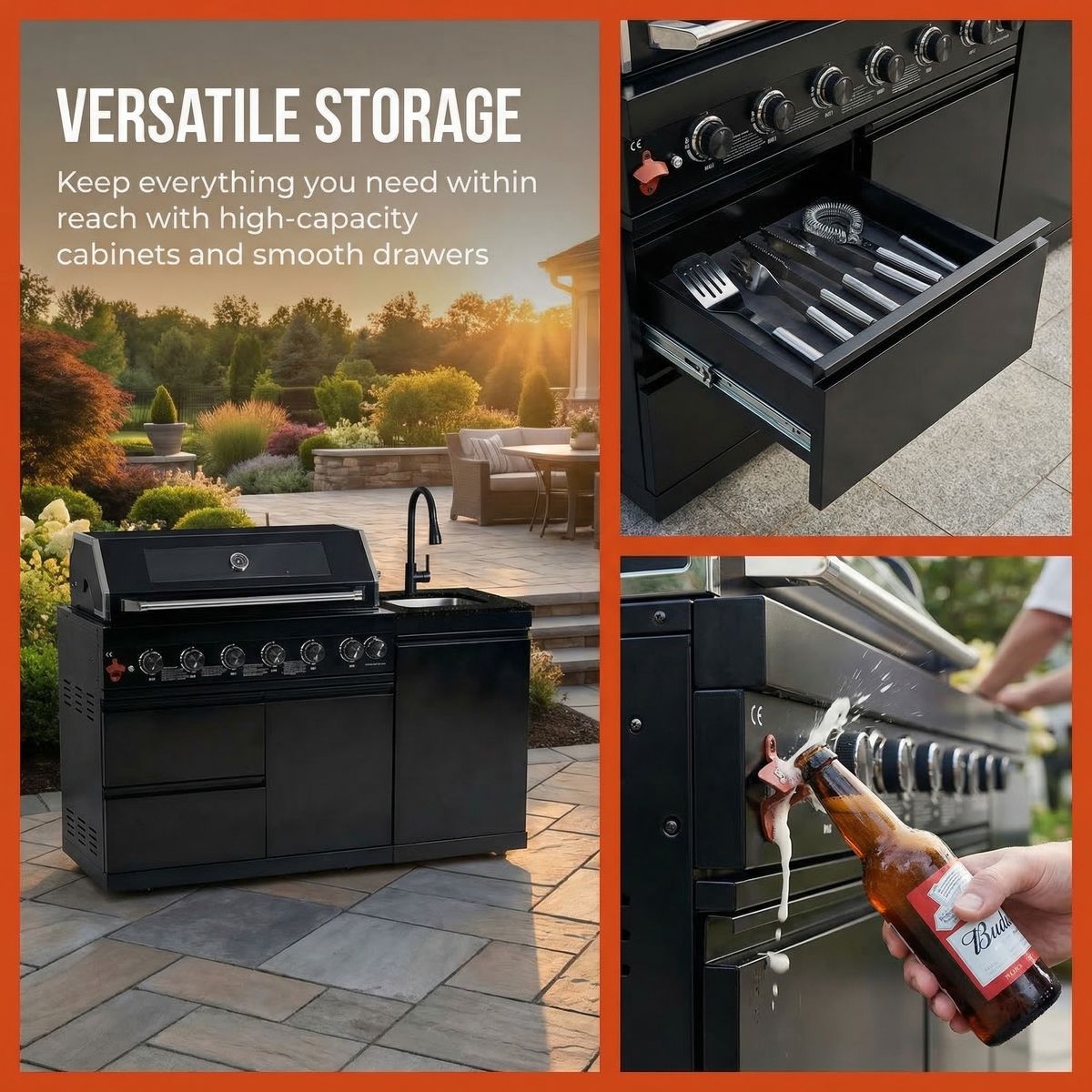 6-Burner Stainless Steel Propane Outdoor Kitchen Island Grill