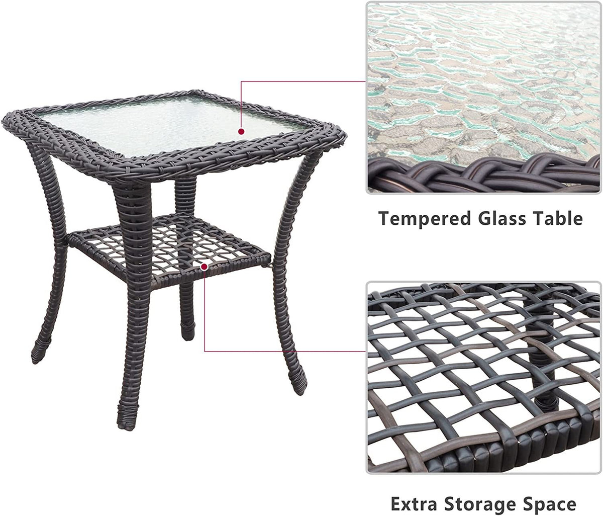 3 Pc Outdoor Wicker Rocker Patio Bistro Set