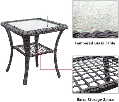 3 Pc Outdoor Wicker Rocker Patio Bistro Set