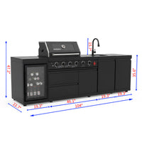 4-Burner Stainless Steel Propane Outdoor Kitchen Island Grill