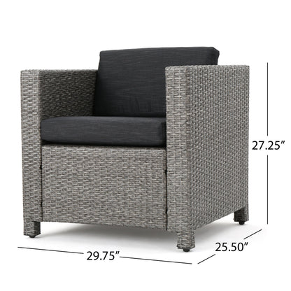 Puerta 4-Piece Rattan Patio Set with Water-Resistant Cushions