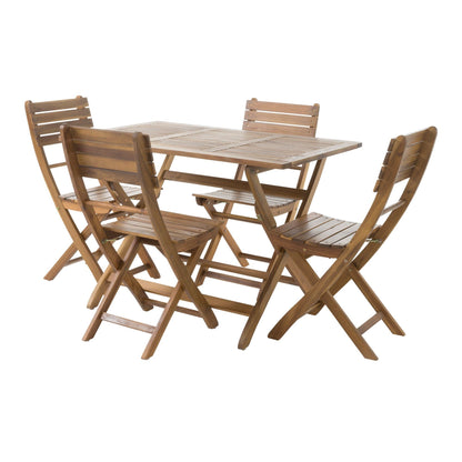 5-Piece Natural Wood Folding Patio Dining Set