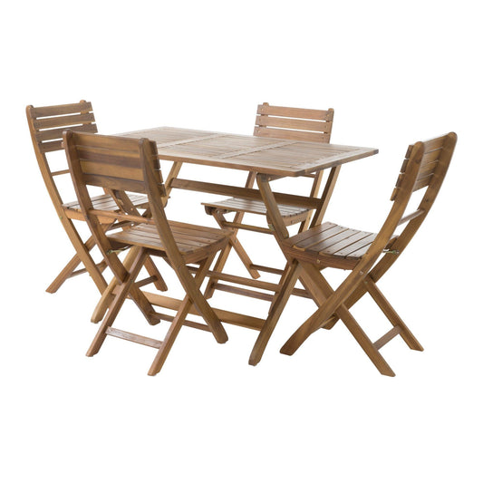 5-Piece Natural Wood Folding Patio Dining Set