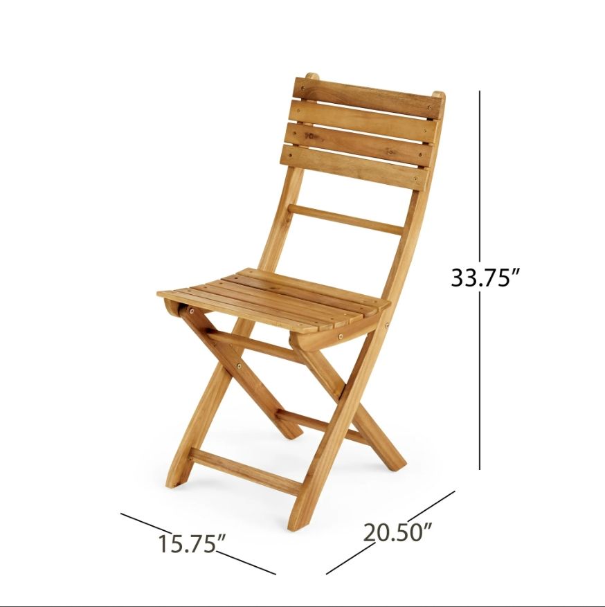 5-Piece Natural Wood Folding Patio Dining Set